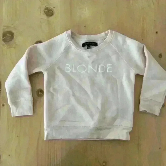 Brunette The Label 2T Girls ‘Blonde’ Crewneck Sweatshirt Light Pink - Picture 1 of 5